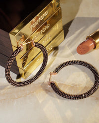 Pave Amalfi Hoops- Rose Gold- Jet View 3