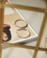 Pave Amalfi Hoops- Gold- Rainbow Crystal View 7