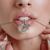 The Hammered Cross + Coin Necklace- Silver View 2