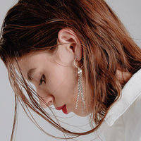 The Double Loop Fringe Hoops- Silver View 4