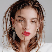 The Double Loop Fringe Hoops- Silver View 3