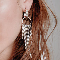 The Double Loop Fringe Hoops- Silver View 2