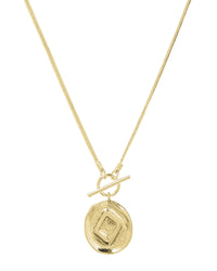 Punk Stud Coin Necklace- Gold