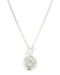 Punk Stud Coin Necklace- Silver