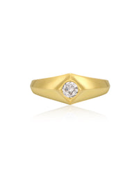Pyramid Stud Signet Ring- Gold View 1