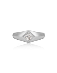 Pyramid Stud Signet Ring- Silver
