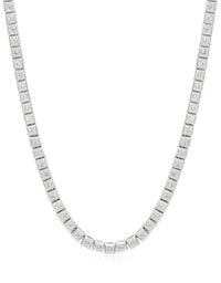 Pyramid Stud Tennis Necklace- Silver