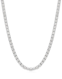 Pyramid Stud Tennis Necklace- Silver