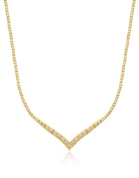 Pyramid V Tennis Necklace- Gold View 1
