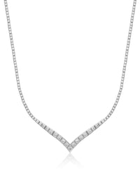 Pyramid V Tennis Necklace- Silver View 1