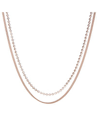 Diamonte Chain Charm Necklace- Rose Gold