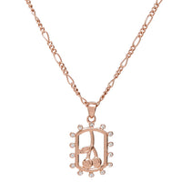 Cherry Dog Tag Necklace- Rose Gold