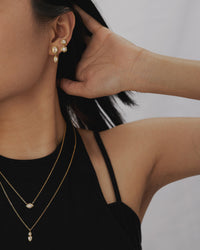 Stellar Bezel Charm Necklace Set- Gold View 4