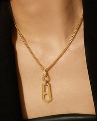 Zipper Pendant Necklace- Gold View 4