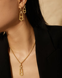 Zipper Pendant Necklace- Gold View 6