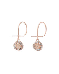 Mini Pave Coin Hook Earrings- Rose Gold View 1
