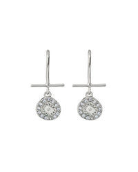 Mini Pave Coin Hook Earrings- Silver View 3