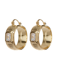 Ridged Pyramid Hoops- Gold View 1