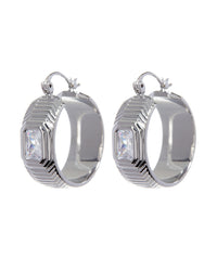Ridged Pyramid Hoops- Silver