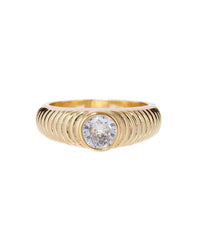Round Ridged Pyramid Cigar Ring- Gold