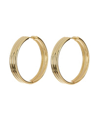 Ridged Band Hoops- Gold View 1