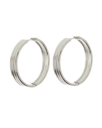 Ridged Band Hoops- Silver View 1