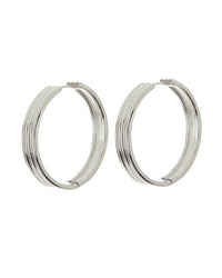 Ridged Band Hoops- Silver