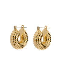 Ridged Mini Donut Hoops- Gold View 1