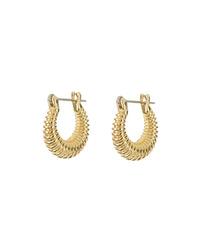 Ridged Mini Martina Hoops- Gold