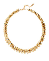 Ridged Pyramid Statement Necklace- Gold