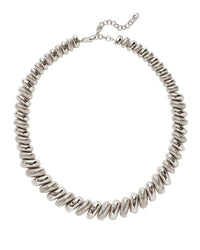 Ridged Pyramid Statement Necklace- Silver