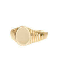 Ridged Signet Ring- Gold View 9