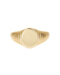Ridged Signet Ring- Gold View 1