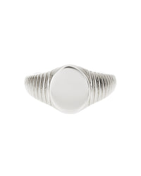 Ridged Signet Ring- Silver