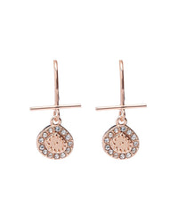 Mini Pave Coin Hook Earrings- Rose Gold View 4