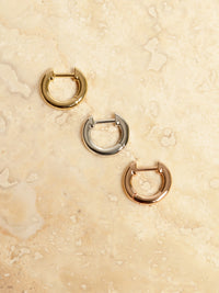 Sicily Huggies- Solid 14K Yellow Gold View 3