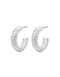 Snake Chain Hoops- Silver View 1
