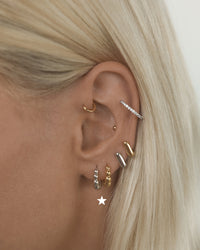 Mini Beaded Bella Huggies (14mm)- Silver View 4