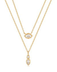 Stellar Bezel Charm Necklace Set- Gold View 1