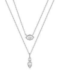 Stellar Bezel Charm Necklace Set- Silver View 1