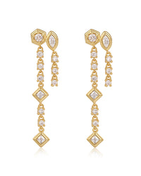 Stellar Bezel Double Studs- Gold View 1