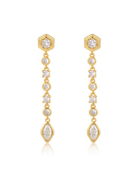 Stellar Bezel Drop Studs- Gold View 1