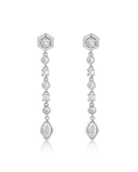 Stellar Bezel Drop Studs- Silver View 1