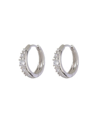 Stone Geneva Hoops- Silver