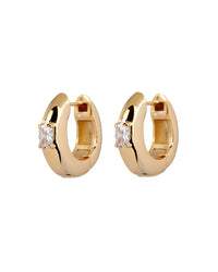 Stone Orb Hoops- Gold