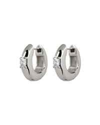 Stone Orb Hoops- Silver View 1