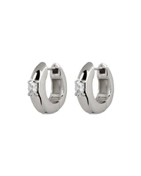 Stone Orb Hoops- Silver View 1