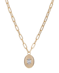 Stone Orb Pendant Necklace- Gold View 1