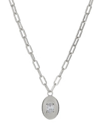 Stone Orb Pendant Necklace- Silver