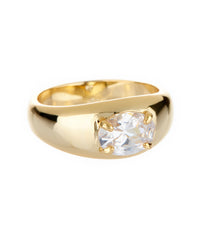 Stone Orb Signet Ring- Gold View 1